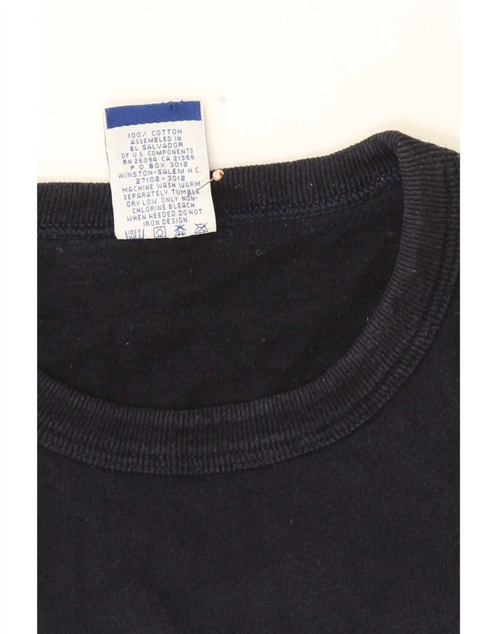 Champion Mens Graphic T-Shirt Top Medium Navy Blue Cotton