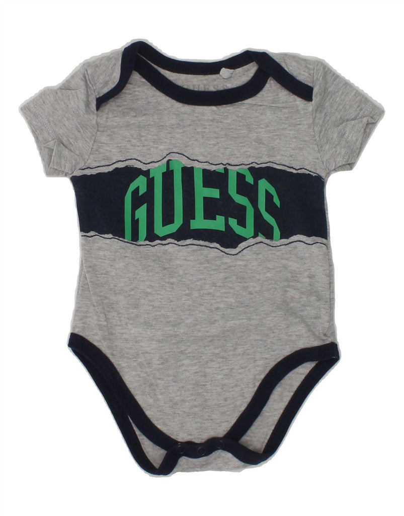 GUESS Baby Boys Graphic Bodysuit 6-9 Months Grey Colourblock Cotton | Vintage Guess | Thrift | Second-Hand Guess | Used Clothing | Messina Hembry 