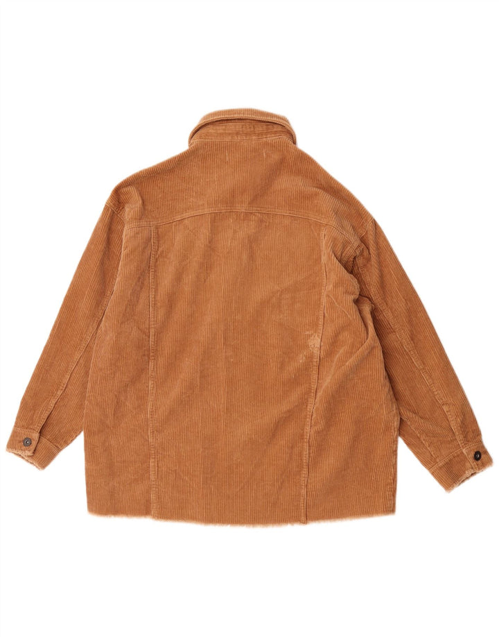 Zara Womens Oversized Corduroy Jacket UK 10 Small Brown Cotton