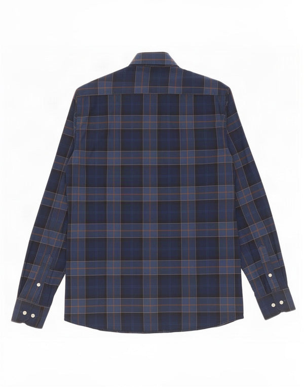 Barbour Mens Tailored Fit Shirt Medium Blue Plaid Cotton