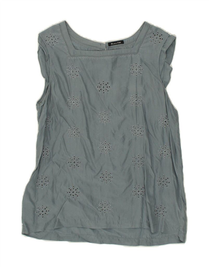 MASSIMO DUTTI Womens Sleeveless Blouse Top UK 16 Large Grey Floral | Vintage Massimo Dutti | Thrift | Second-Hand Massimo Dutti | Used Clothing | Messina Hembry 