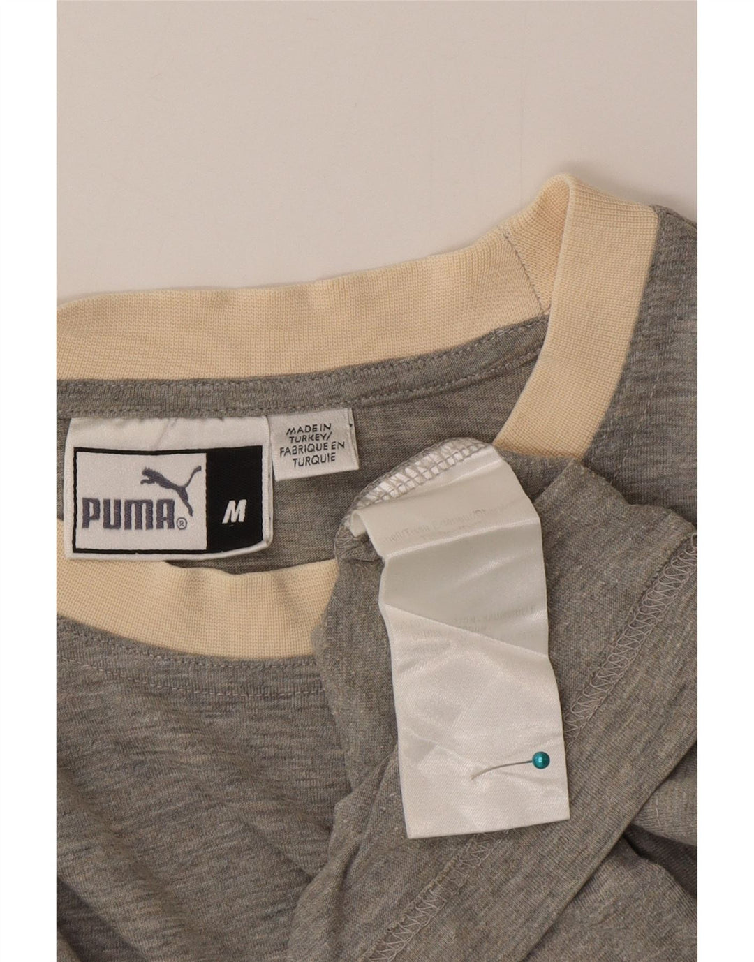 Puma Mens T-Shirt Top Medium Grey Colourblock Cotton