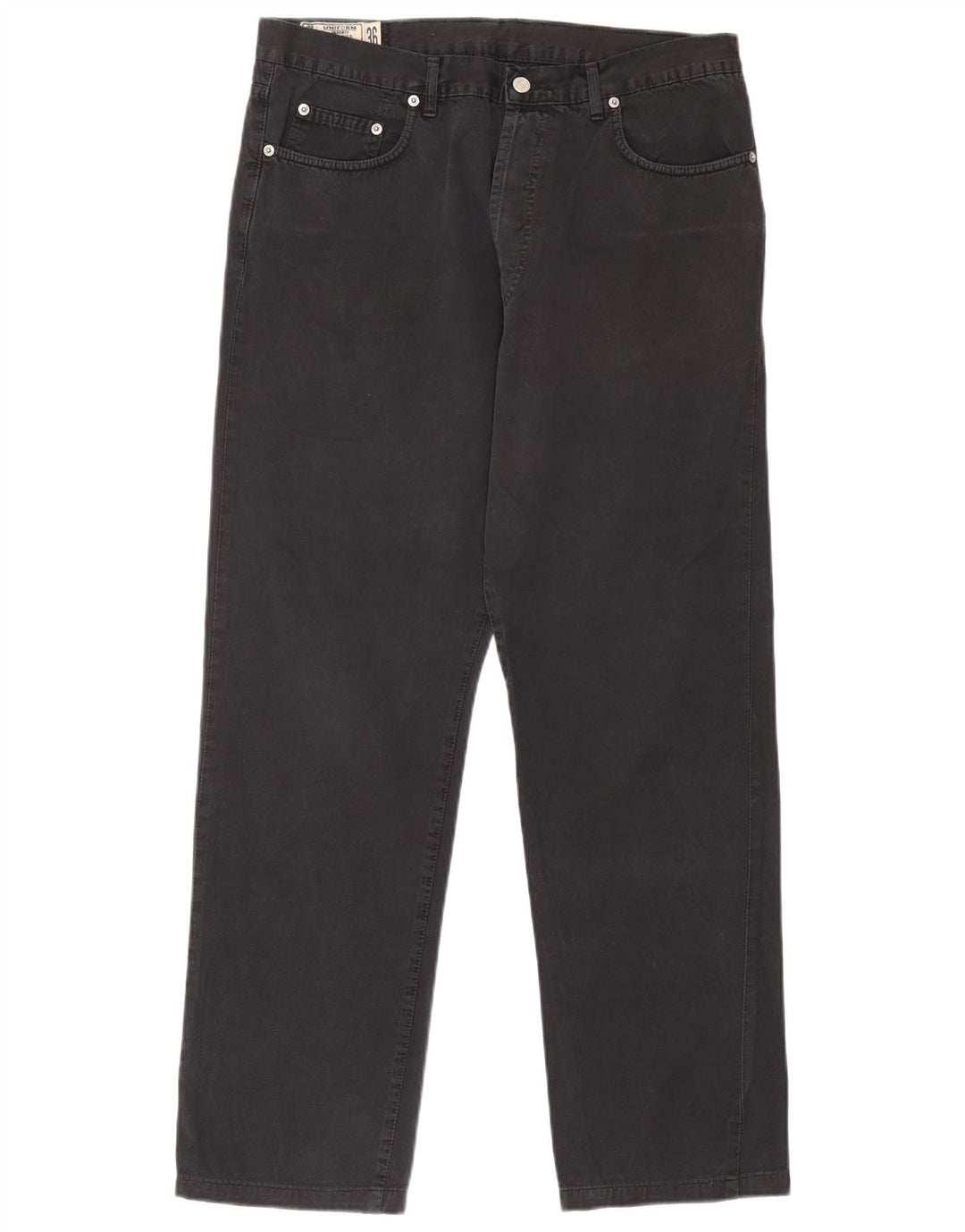 Uniform Mens Straight Jeans W36 L30 Black Cotton