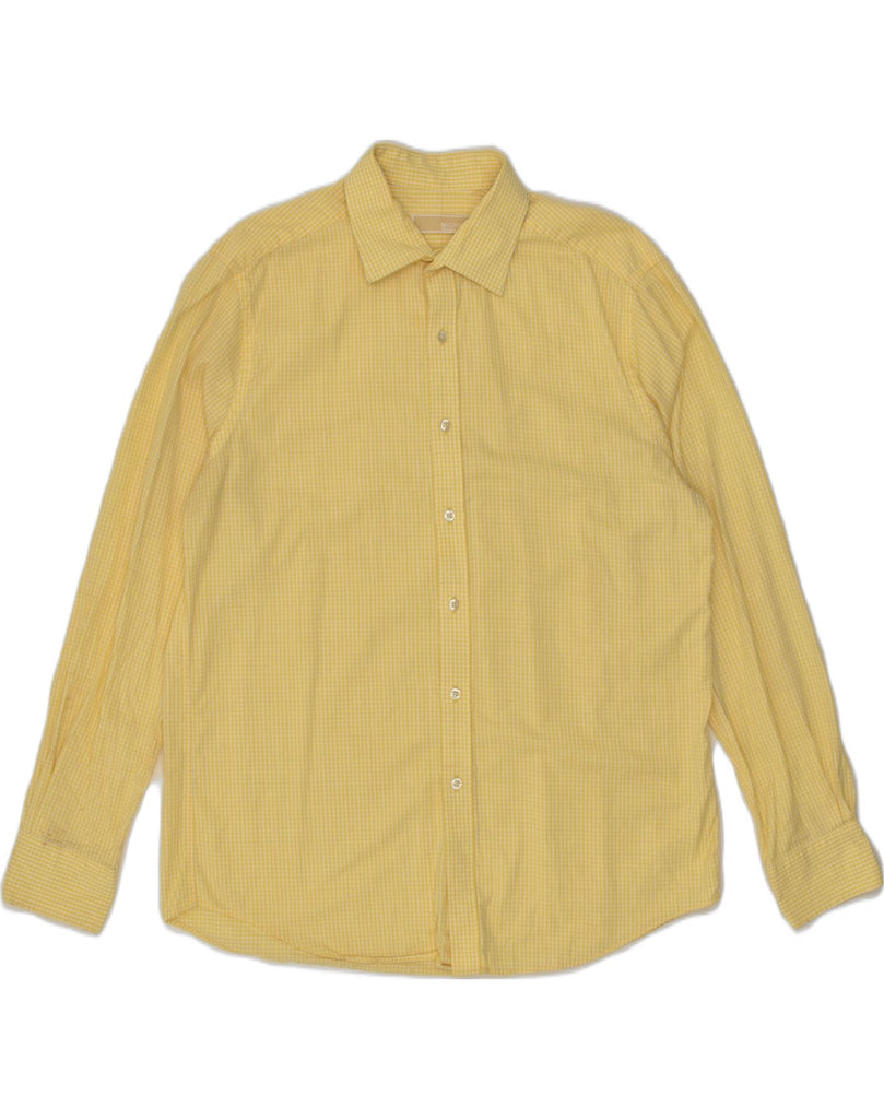 MICHAEL KORS Mens Shirt Size 15 1/2 Large Yellow Gingham Cotton | Vintage Michael Kors | Thrift | Second-Hand Michael Kors | Used Clothing | Messina Hembry 