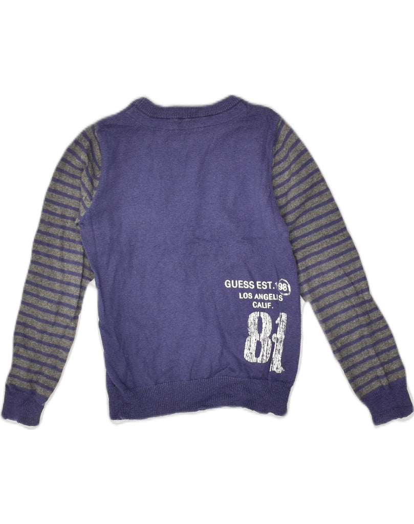 GUESS Boys Boat Neck Jumper Sweater 4-5 Years Purple Striped Cotton | Vintage Guess | Thrift | Second-Hand Guess | Used Clothing | Messina Hembry 