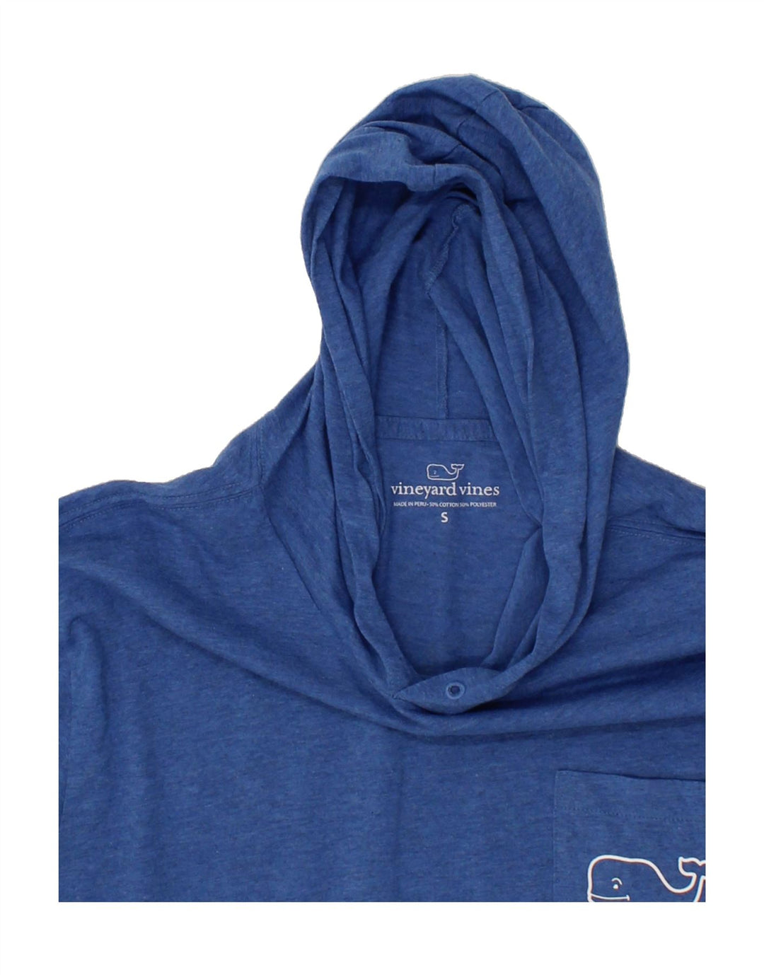 VINEYARD VINES Mens Hooded Graphic Top Long Sleeve Small Blue Polyester Vintage Vineyard Vines and Second-Hand Vineyard Vines from Messina Hembry 