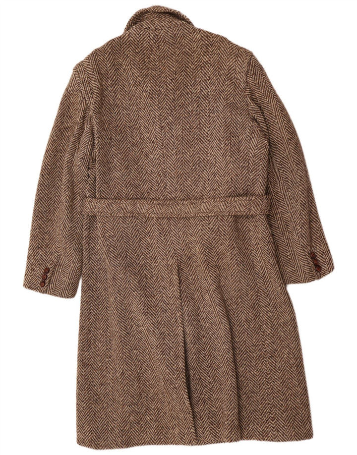 Moessmer Mens Overcoat UK 42 XL Brown Herringbone Wool
