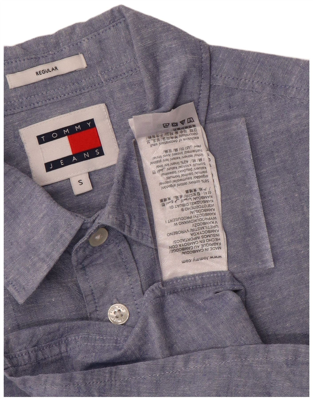 Tommy Hilfiger Mens Regular Fit Shirt Small Blue Cotton