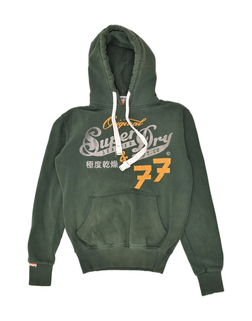 SUPERDRY Mens Graphic Hoodie Jumper Small Green Cotton | Vintage Superdry | Thrift | Second-Hand Superdry | Used Clothing | Messina Hembry 