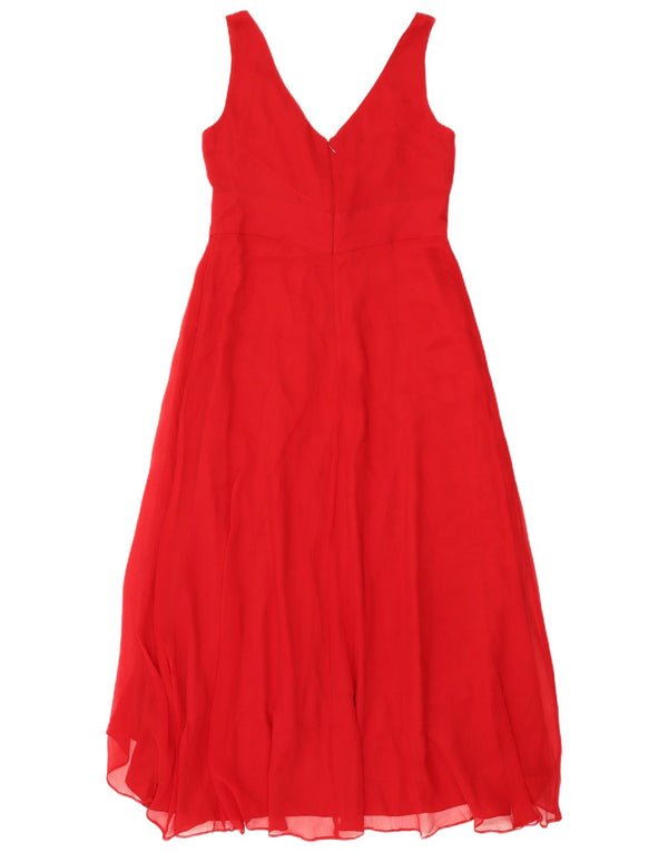 Hobbs Womens Sleeveless Maxi Dress UK 14 Medium Red Silk