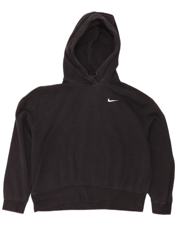 Nike Womens Oversized Hoodie Jumper UK 14 Medium Black Cotton