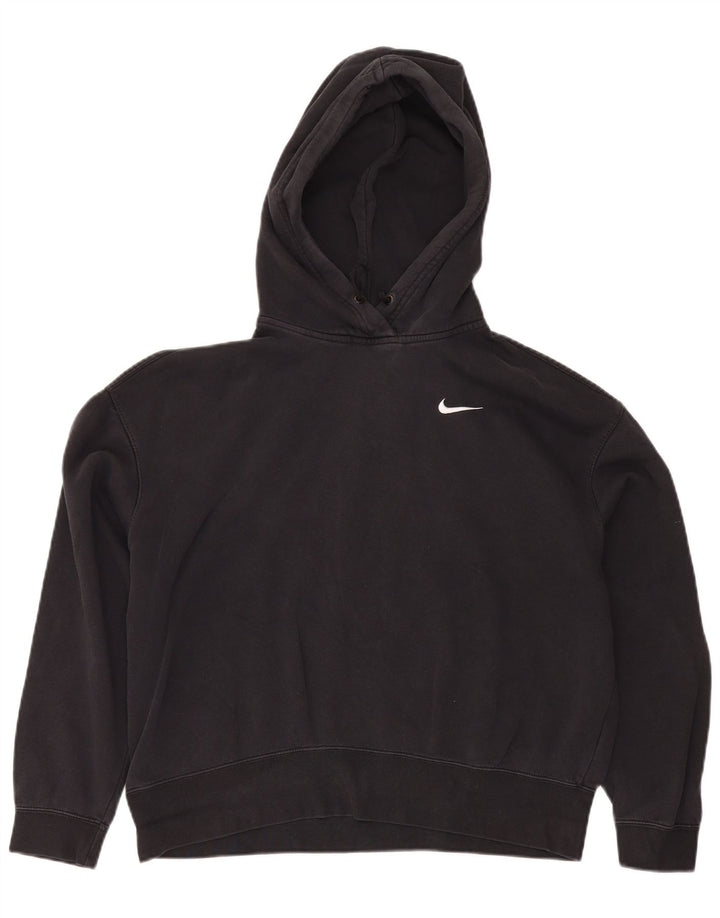 Nike Womens Oversized Hoodie Jumper UK 14 Medium Black Cotton