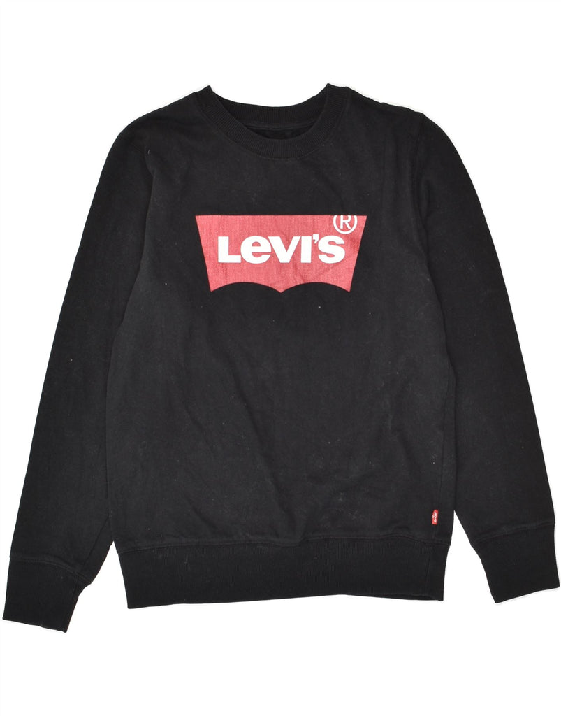 LEVI'S Boys Graphic Sweatshirt Jumper 13-14 Years Black Cotton | Vintage Levi's | Thrift | Second-Hand Levi's | Used Clothing | Messina Hembry 