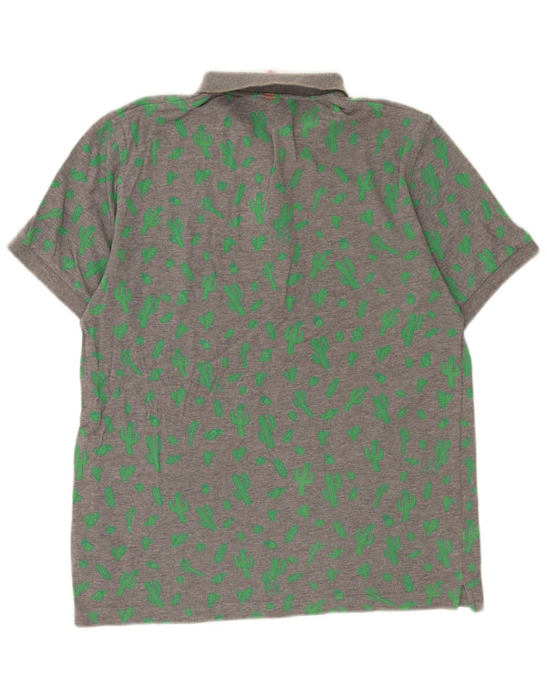 Sun68 Mens Abstract Pattern Polo Shirt Medium Grey Cotton