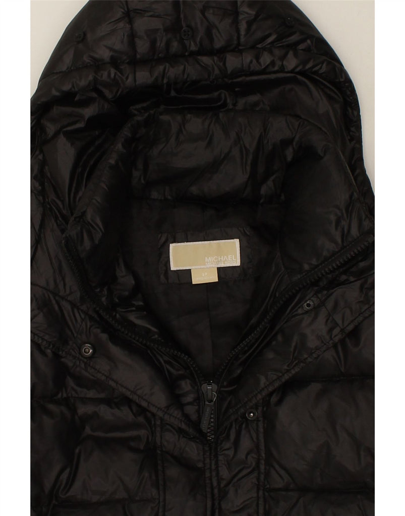 MICHAEL KORS Womens Hooded Padded Jacket UK 10 Small Black Polyester | Vintage Michael Kors | Thrift | Second-Hand Michael Kors | Used Clothing | Messina Hembry 