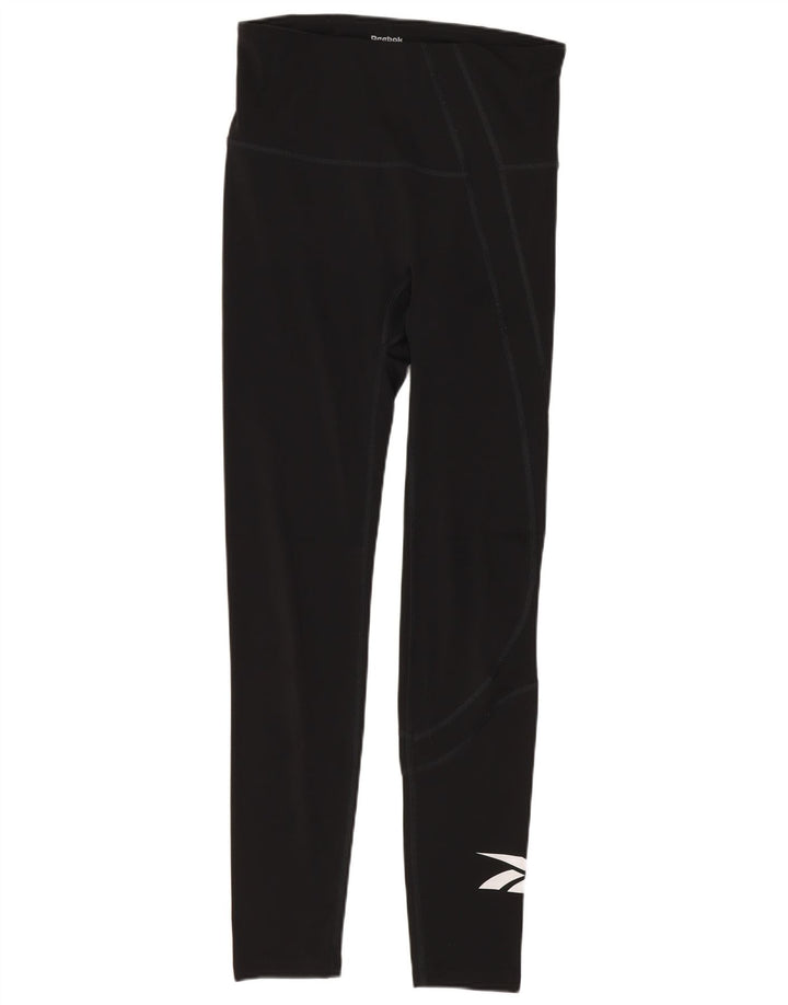Reebok Womens Leggings UK 8/10 Small Black Polyester