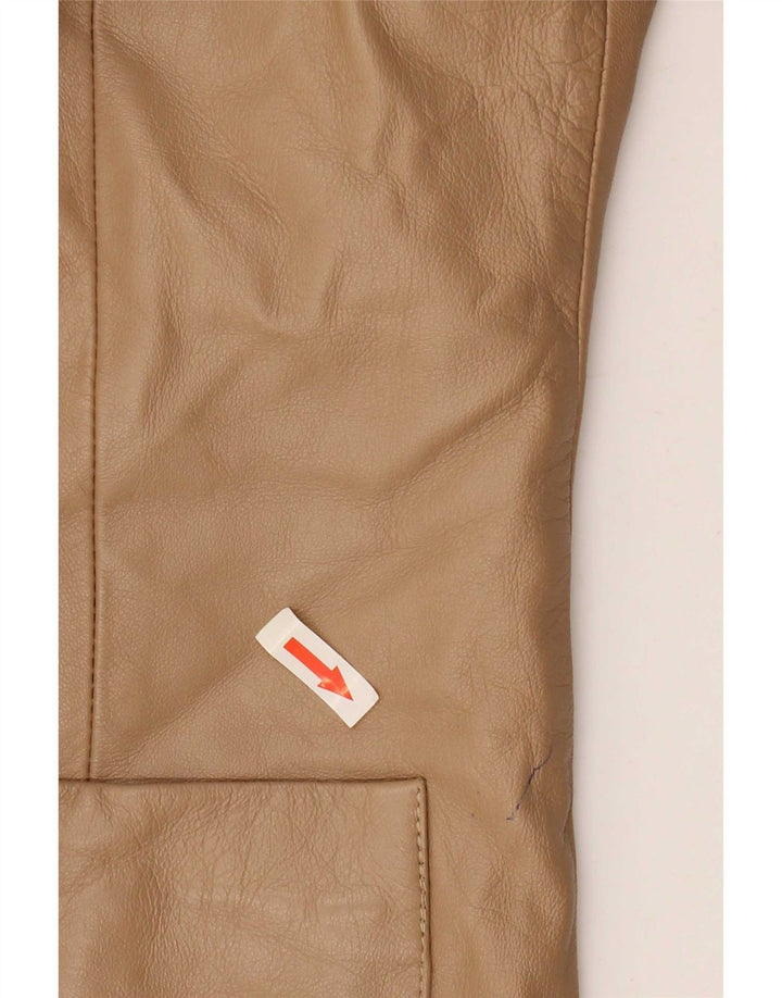 Vintage Womens 2 Button Leather Blazer Jacket IT 48 XL Beige