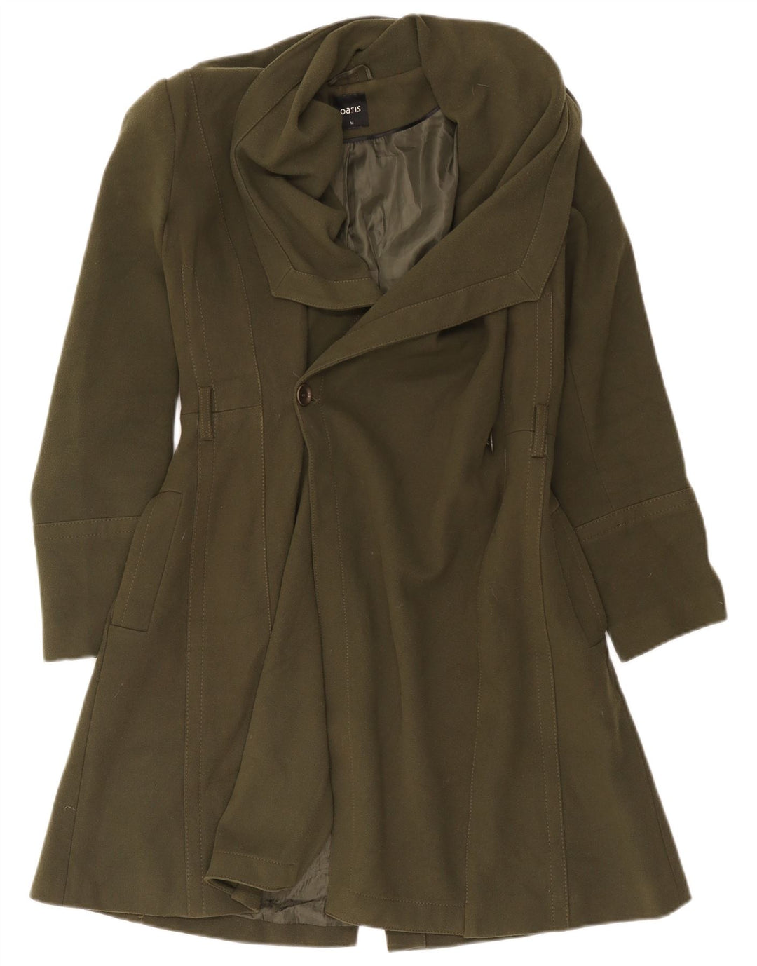 Oasis Womens Overcoat UK 14 Medium Khaki Polyester