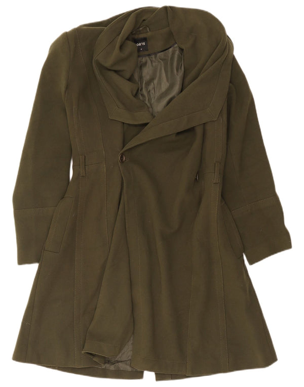Oasis Womens Overcoat UK 14 Medium Khaki Polyester