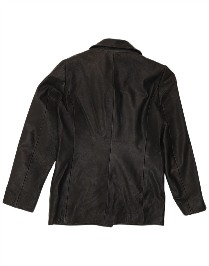 Fransa Womens 3 Button Leather Blazer Jacket UK 14 Medium Black Leather