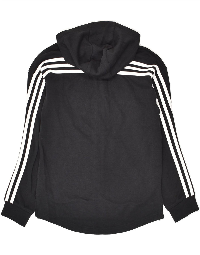 ADIDAS Girls Zip Hoodie Sweater 11-12 Years Black Cotton | Vintage Adidas | Thrift | Second-Hand Adidas | Used Clothing | Messina Hembry 