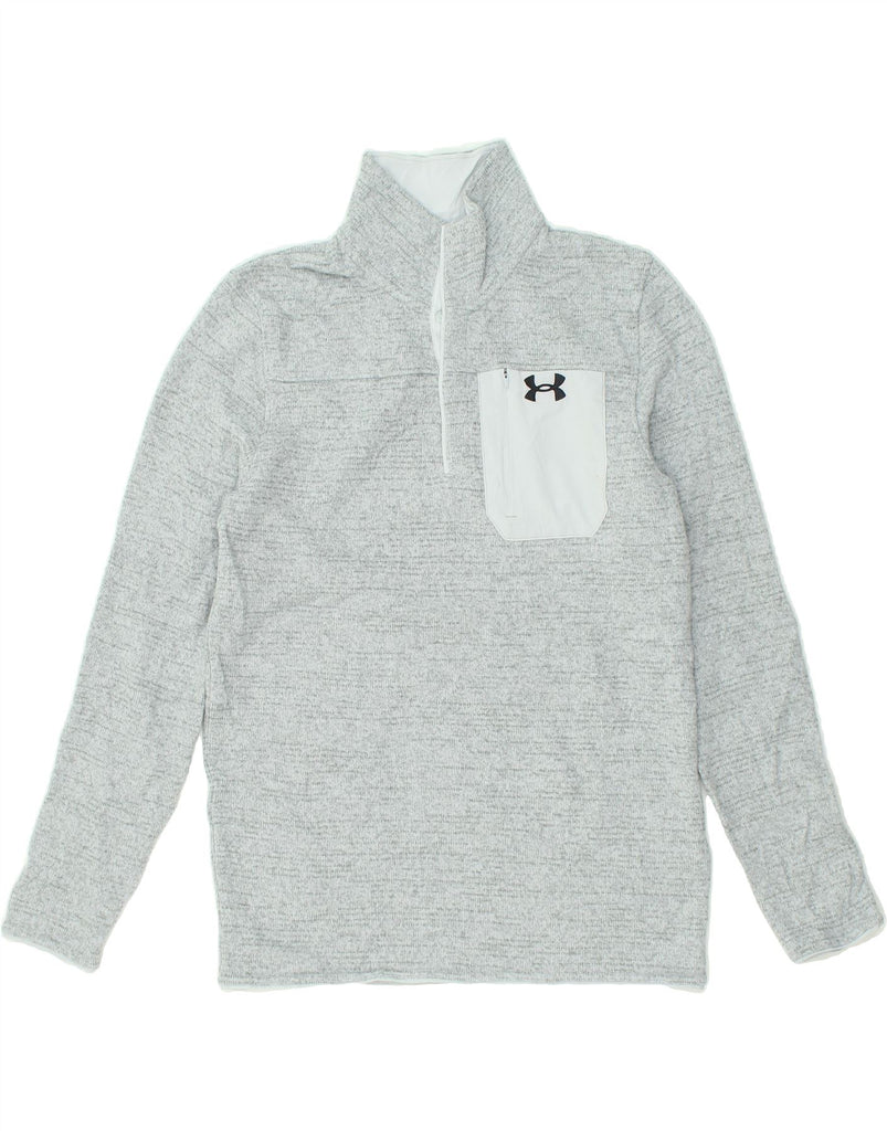 UNDER ARMOUR Mens Button Neck Jumper Sweater Small Grey Polyester | Vintage Under Armour | Thrift | Second-Hand Under Armour | Used Clothing | Messina Hembry 