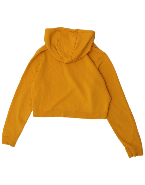 Nike Womens Oversized Crop Graphic Hoodie Jumper UK 14 Medium Yellow Cotton