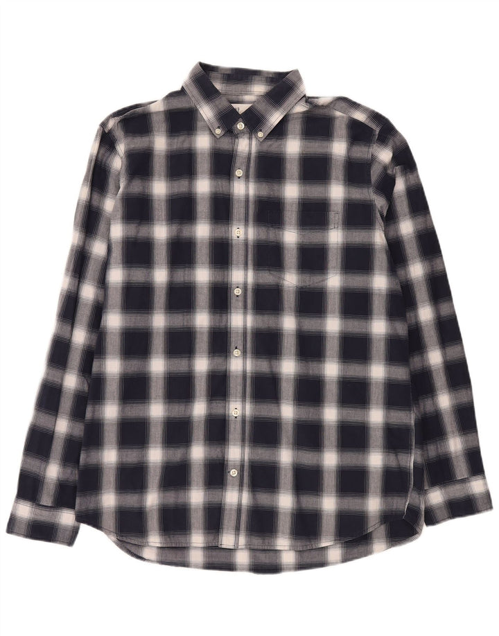 Gap Mens Standard Fit Shirt Large Navy Blue Check Cotton
