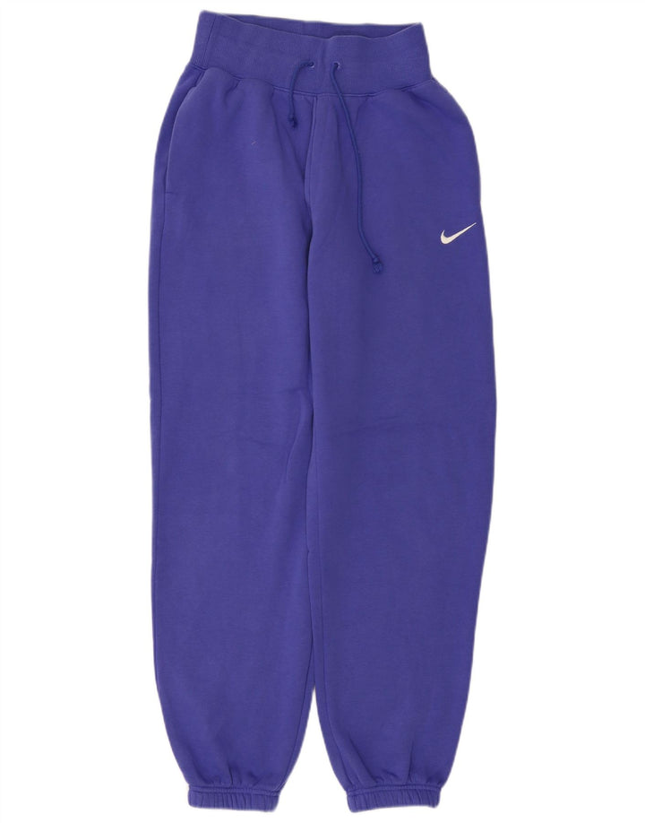 NIKE Womens Tracksuit Trousers Joggers UK 4 XS Blue Cotton