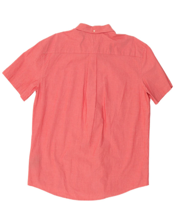 Tommy Hilfiger Mens Short Sleeve Classic Fit Shirt XL Red Cotton