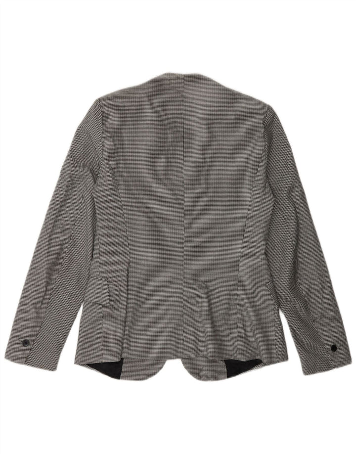 Zara Womens 1 Button Blazer Jacket EU 36 XS Grey Houndstooth Polyester