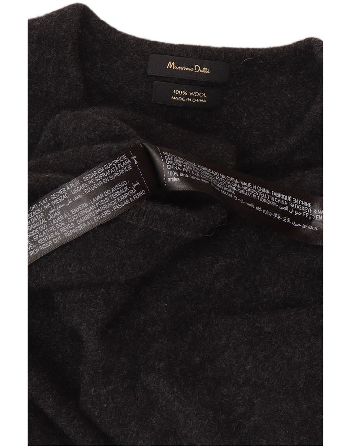 Massimo Dutti Womens Crop Cardigan Sweater UK 12 Medium Grey Wool