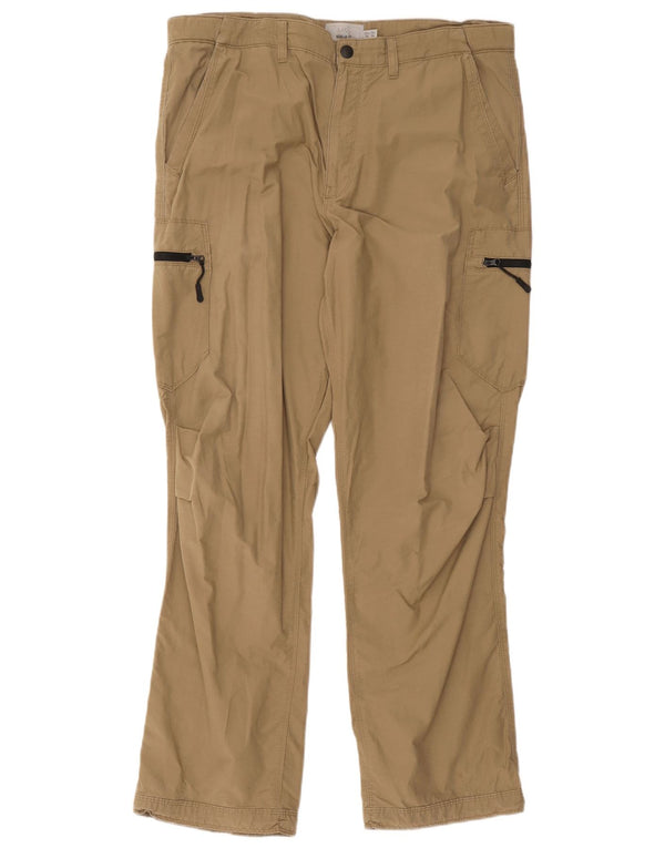 Marks & Spencer Mens Regular Fit Cargo Trousers W36 L31 Beige Cotton