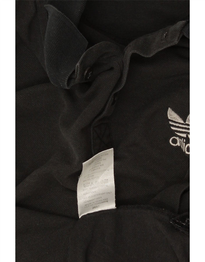 ADIDAS Mens Polo Shirt UK 38/40 Medium Black Cotton