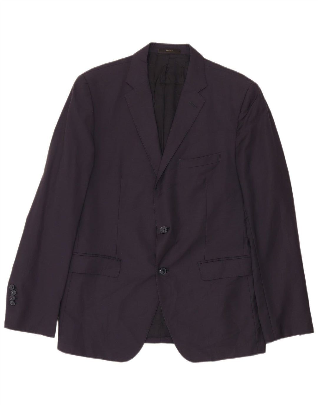 Massimo Dutti Mens 2 Button Blazer Jacket EU 52 Large Navy Blue Wool