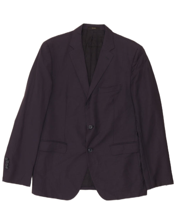 Massimo Dutti Mens 2 Button Blazer Jacket EU 52 Large Navy Blue Wool