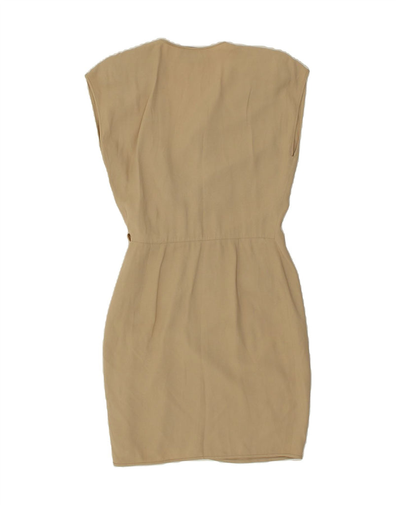 EMANUEL UNGARO Womens Sleeveless Wrap Dress UK 10 Small Beige | Vintage Emanuel Ungaro | Thrift | Second-Hand Emanuel Ungaro | Used Clothing | Messina Hembry 