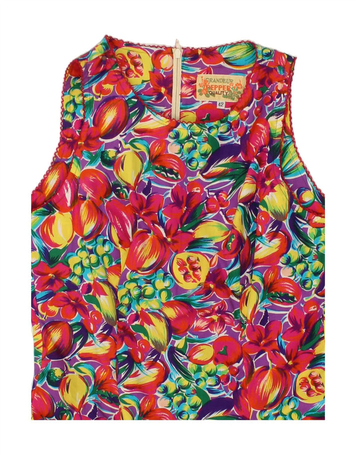 VINTAGE Womens Sleeveless A-Line Dress IT 42 Medium Multicoloured Floral Vintage Vintage and Second-Hand Vintage from Messina Hembry 