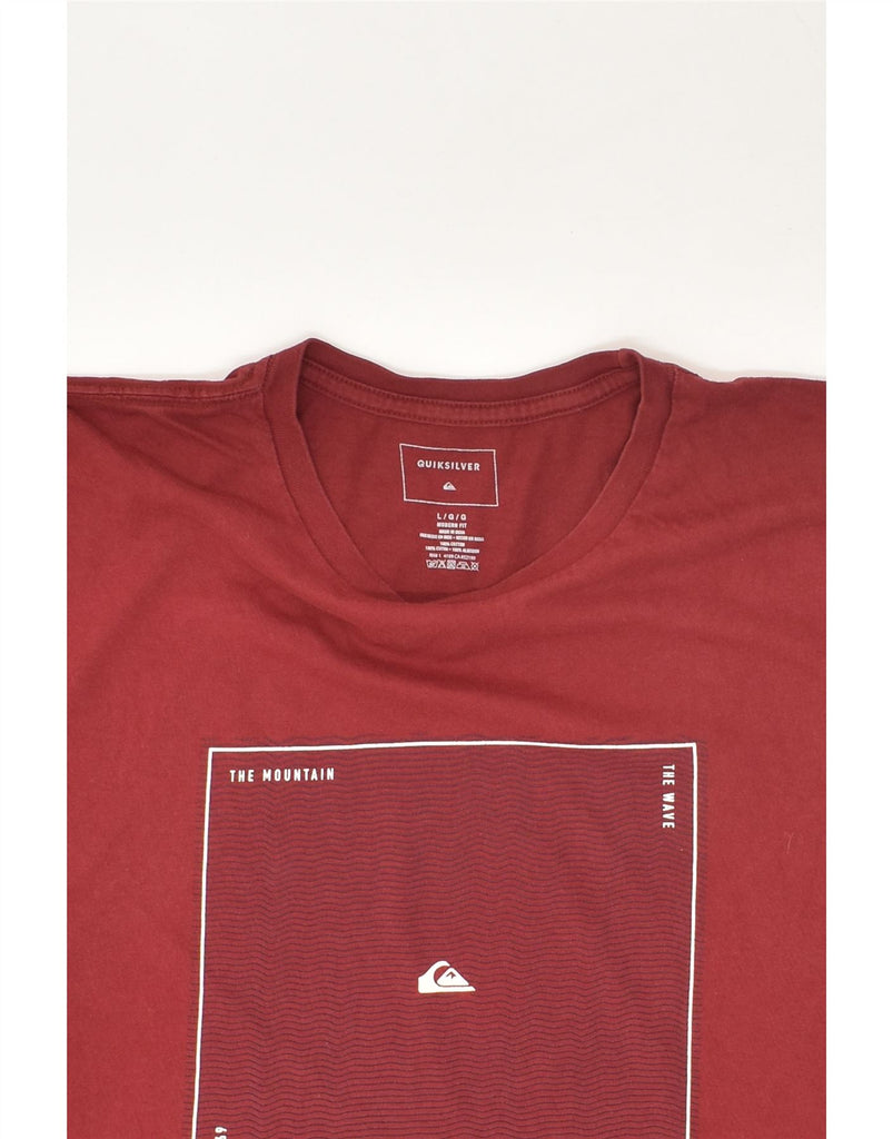 QUIKSILVER Mens Modern Fit Graphic T-Shirt Top Large Red Cotton | Vintage Quiksilver | Thrift | Second-Hand Quiksilver | Used Clothing | Messina Hembry 