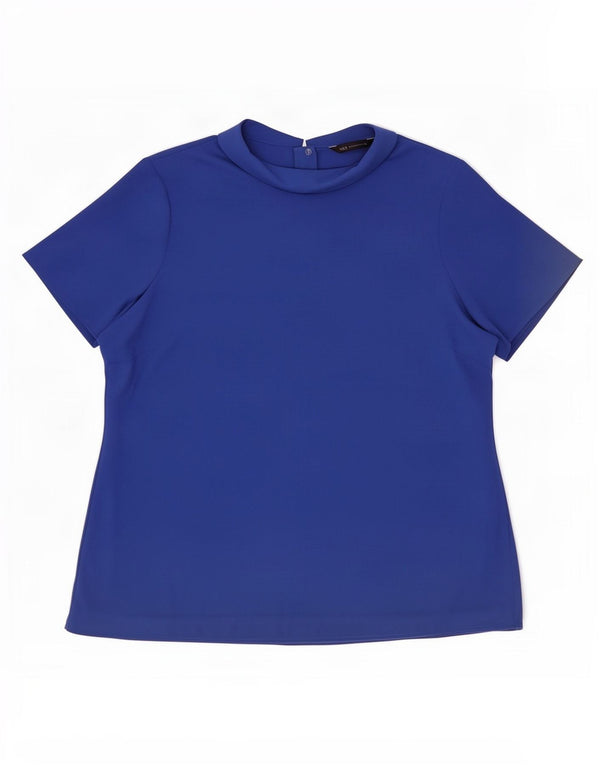 Marks & Spencer Womens Blouse Top UK 16 Large Blue Polyester