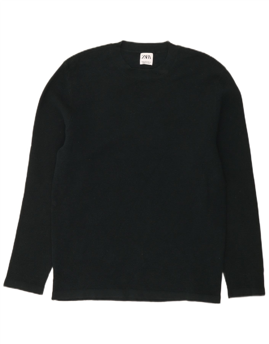Zara Mens Top Long Sleeve Medium Green Cotton