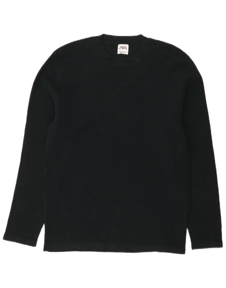 Zara Mens Top Long Sleeve Medium Green Cotton