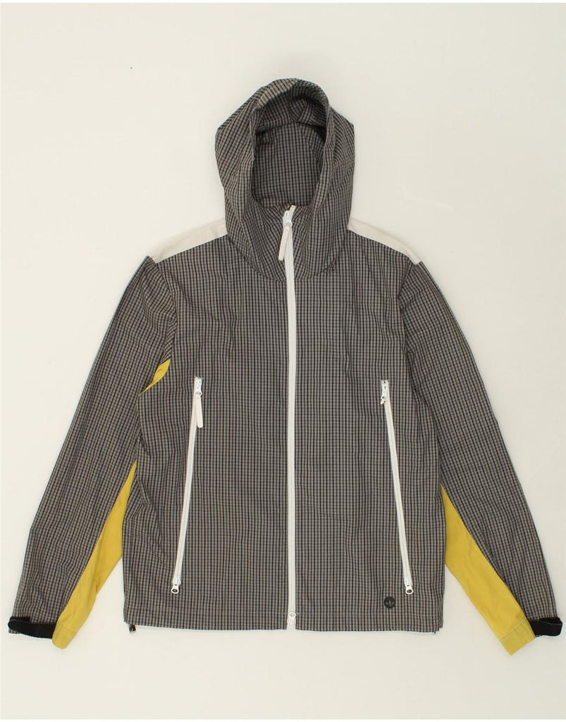 ADIDAS Womens Hooded Rain Jacket UK 10 Small Grey Check Polyester | Vintage Adidas | Thrift | Second-Hand Adidas | Used Clothing | Messina Hembry 