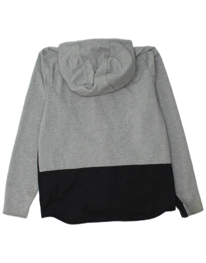 NIKE Mens Zip Hoodie Sweater Medium Grey Colourblock Cotton