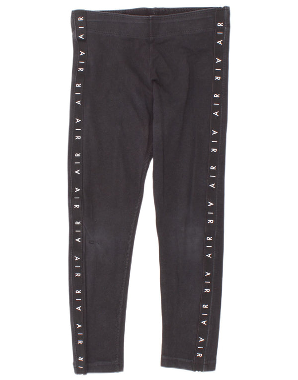 Nike Girls Graphic Leggings 6-7 Years XS Black Cotton