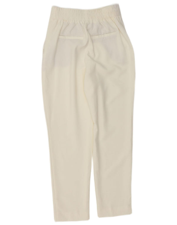Zara Womens High Waist Tapered Casual Trousers XS W24 L27 White Polyester