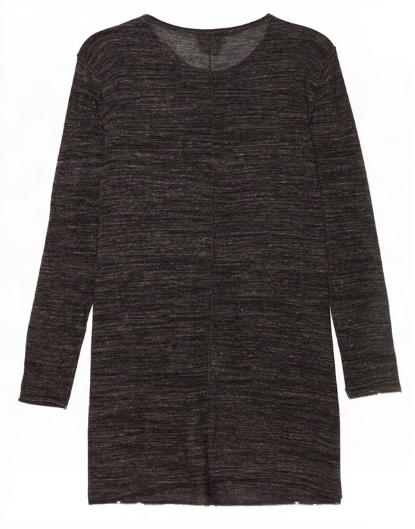 Zara Womens Longline Crew Neck Jumper Sweater UK 10 Small Grey Flecked