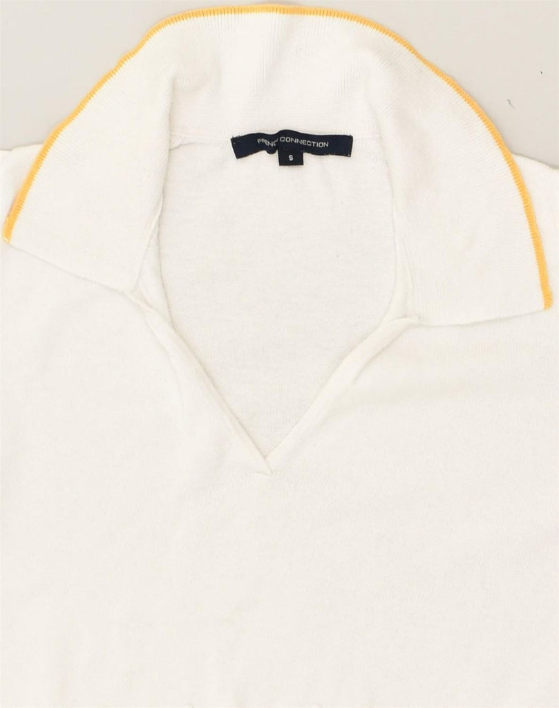 FRENCH CONNECTION Womens Polo Neck Jumper Sweater UK 10 Small White Cotton | Vintage French Connection | Thrift | Second-Hand French Connection | Used Clothing | Messina Hembry 