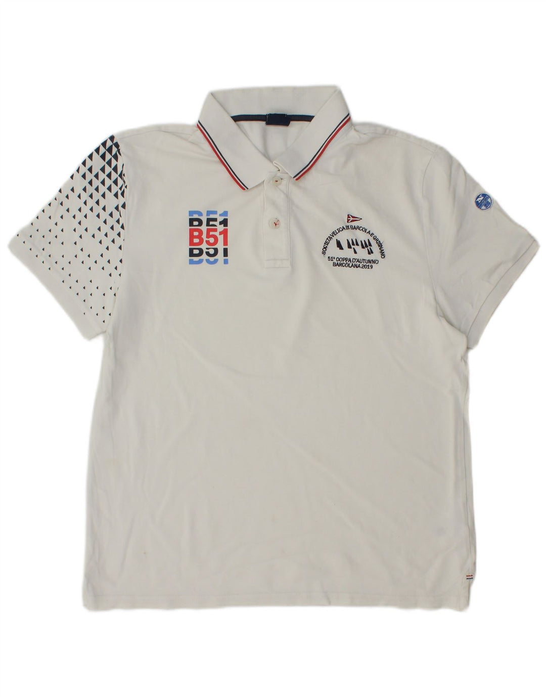 North Sails Mens Graphic Regular Fit Polo Shirt Large White Spotted Cotton