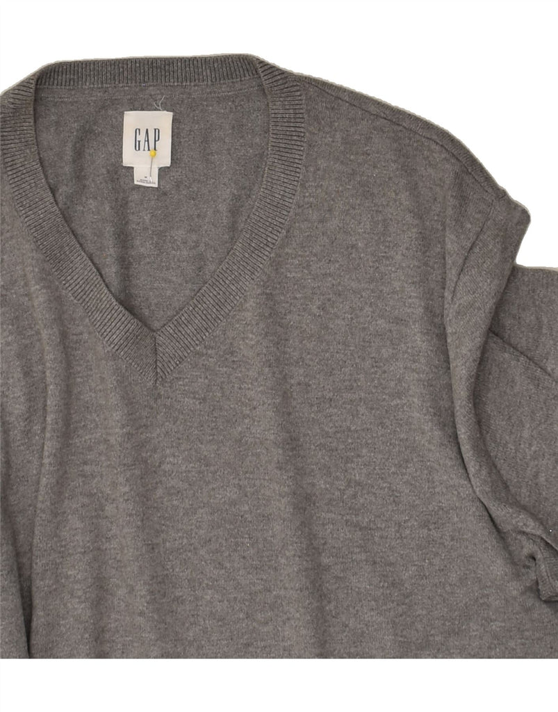 GAP Mens V-Neck Jumper Sweater Medium Grey Cotton | Vintage Gap | Thrift | Second-Hand Gap | Used Clothing | Messina Hembry 